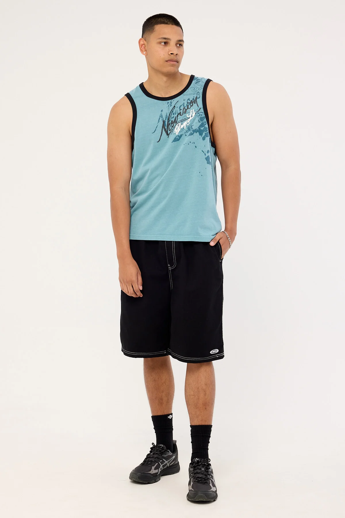 Neovision Wreckage Loose Singlet Tank Washed Aqua - Image 2