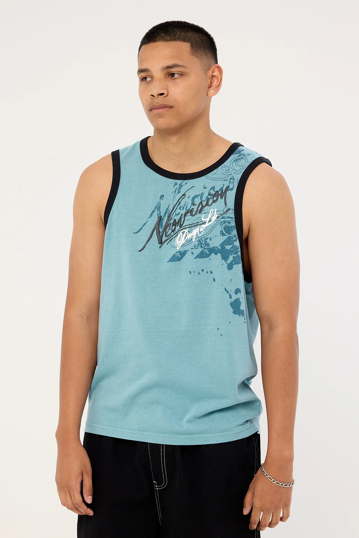 Neovision Wreckage Loose Singlet Tank Washed Aqua - Image 3
