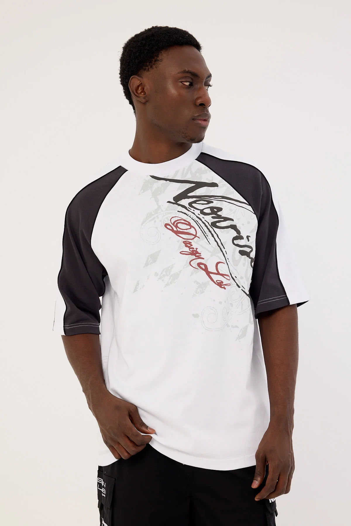 Neovision Wreckage Raglan Street Super Heavy Tee White/Asphalt - Image 2
