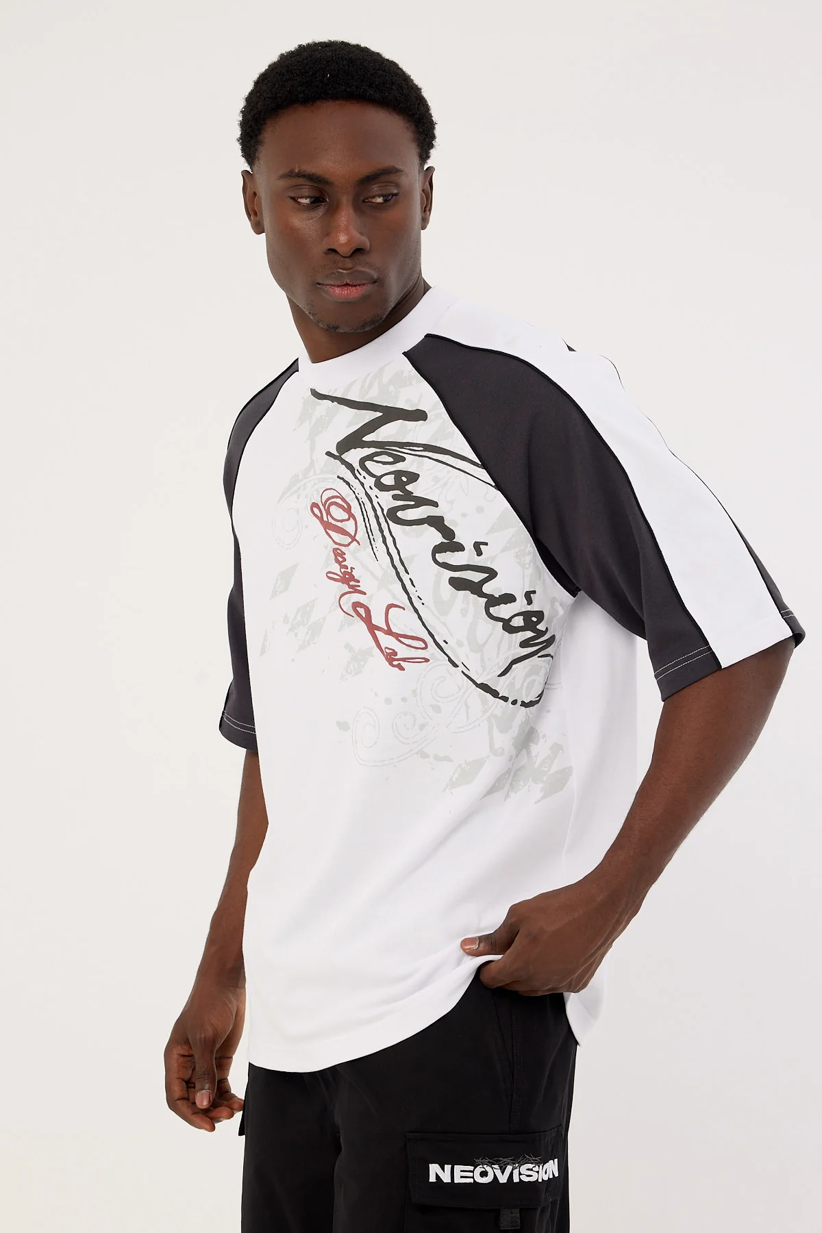 Neovision Wreckage Raglan Street Super Heavy Tee White/Asphalt - Image 6