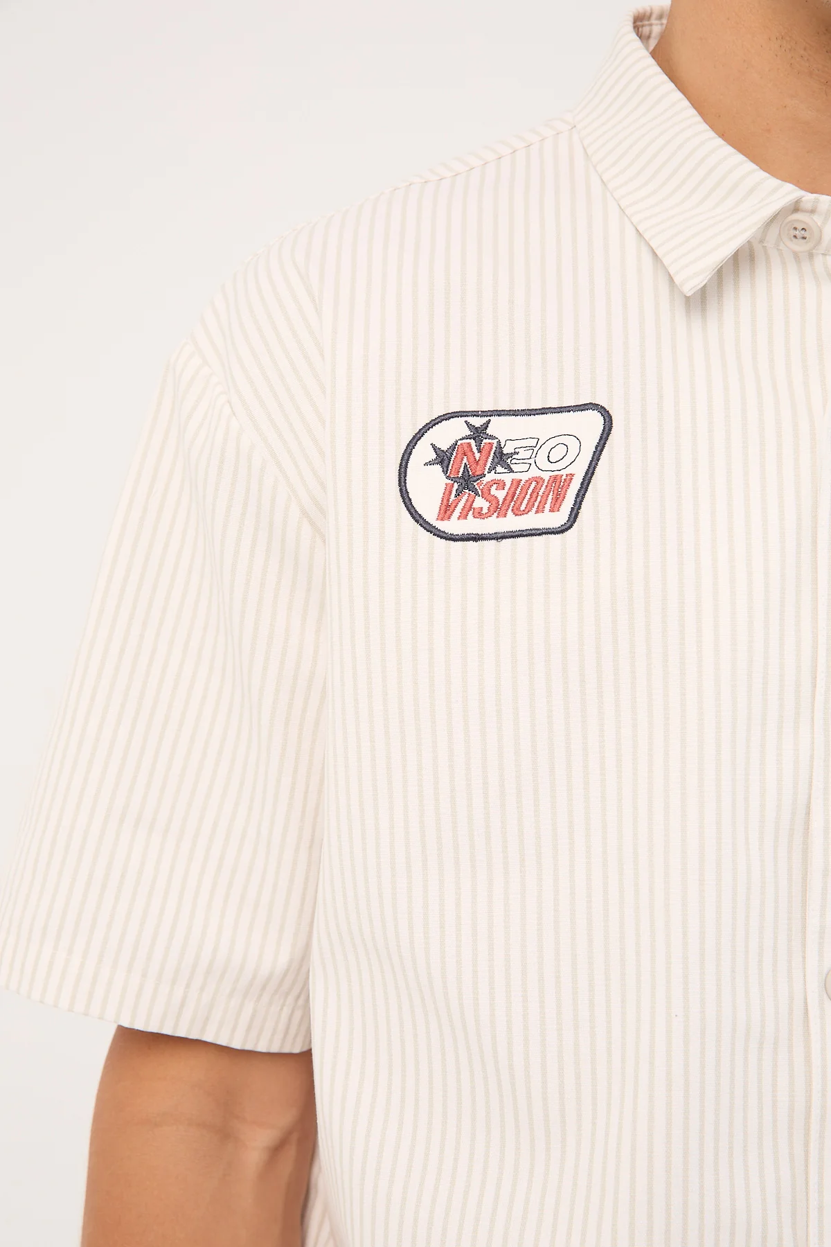 Neovision Zephyr Cropped Oversize Short Sleeve Shirt Grey Stripe - Image 11