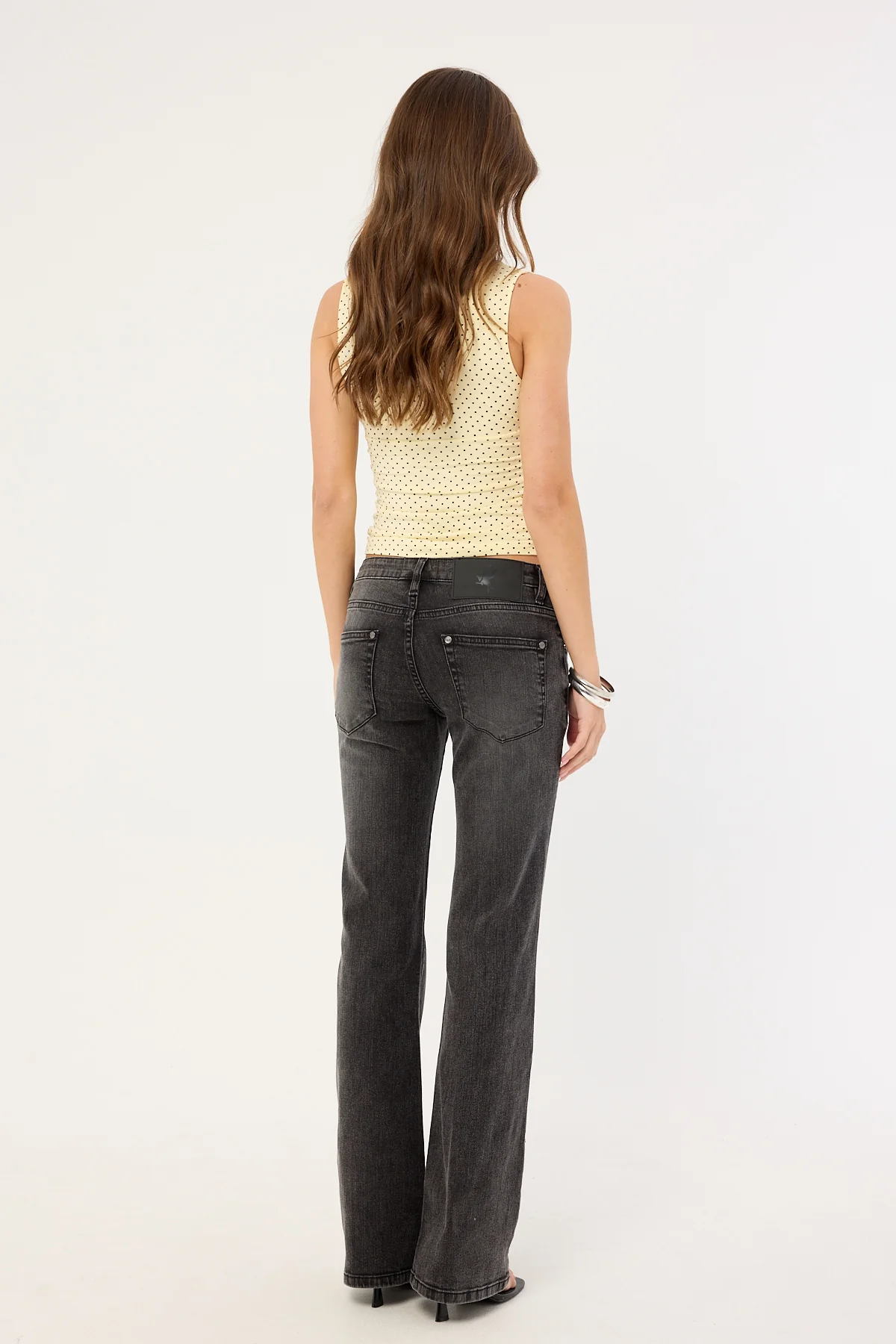 One Teaspoon Alice Low Waist Bootcut Denim Jeans Washed Black - Image 5