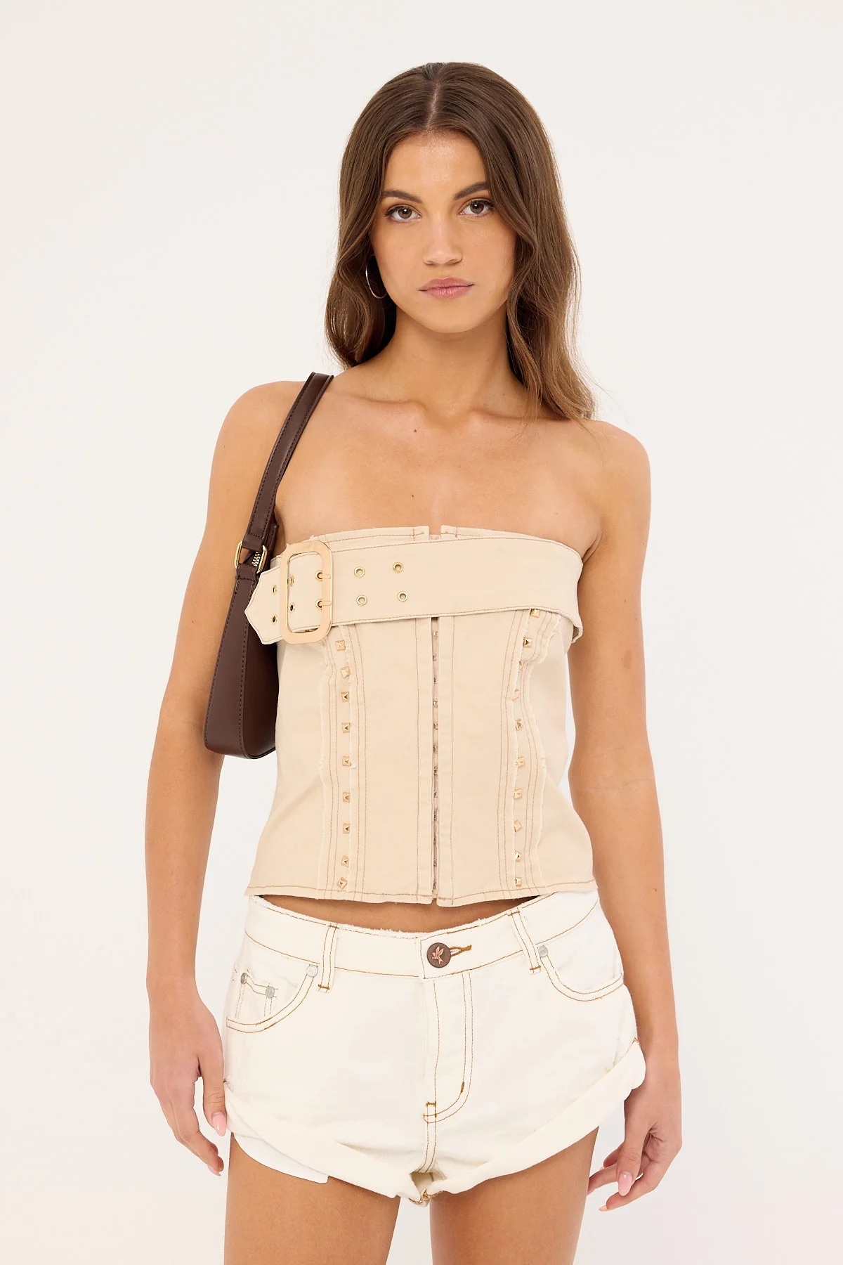 One Teaspoon Bandits Low Waist Denim Shorts White Beauty - Image 2