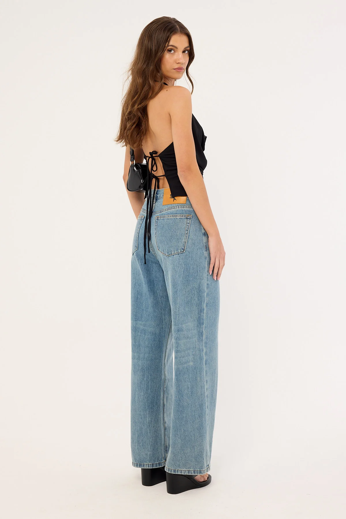 One Teaspoon Baxters Mid Waist Wide Leg Denim Jeans Blue Crush - Image 5