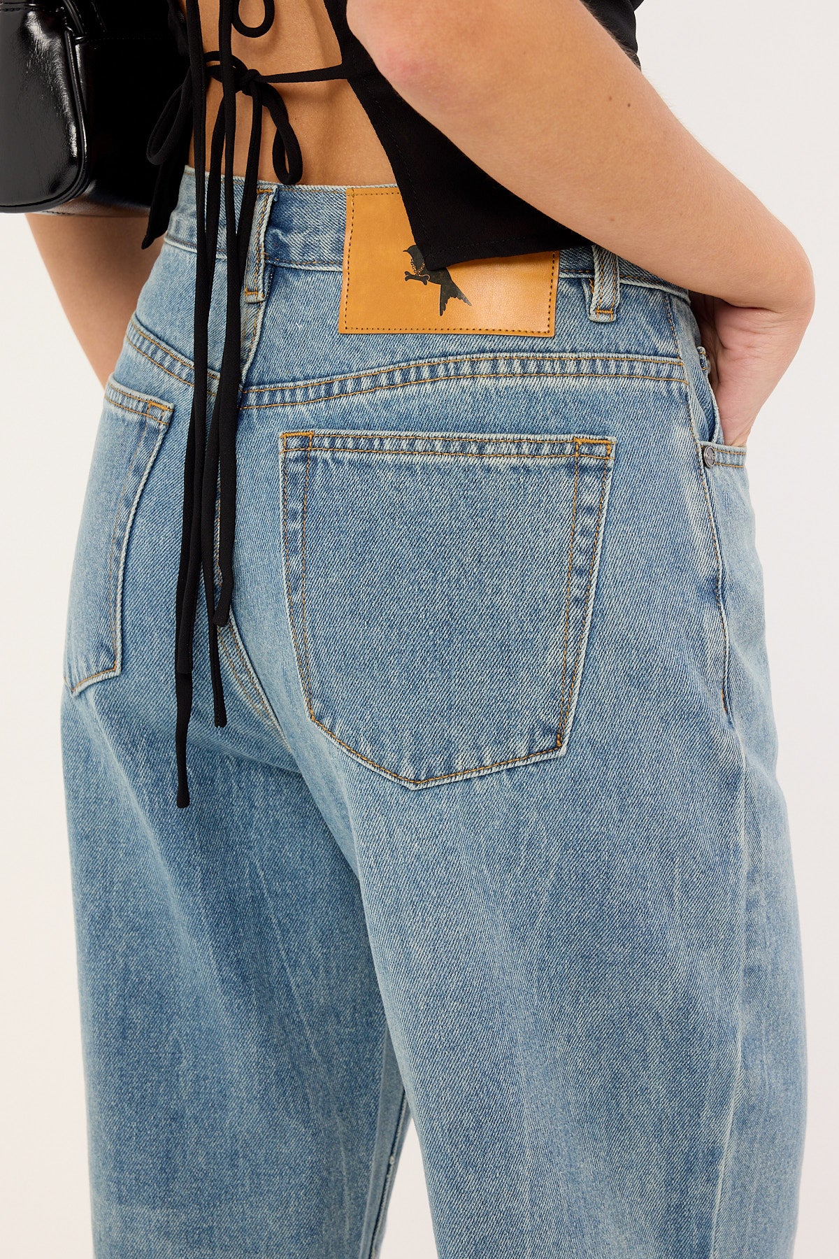 One Teaspoon Baxters Mid Waist Wide Leg Denim Jeans Blue Crush - Image 6