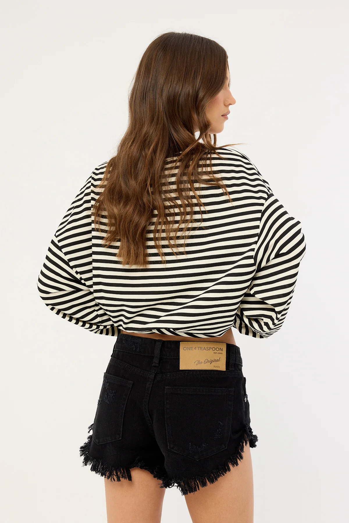 One Teaspoon Dukes Low Waist Mini Denim Shorts Double Black - Image 4