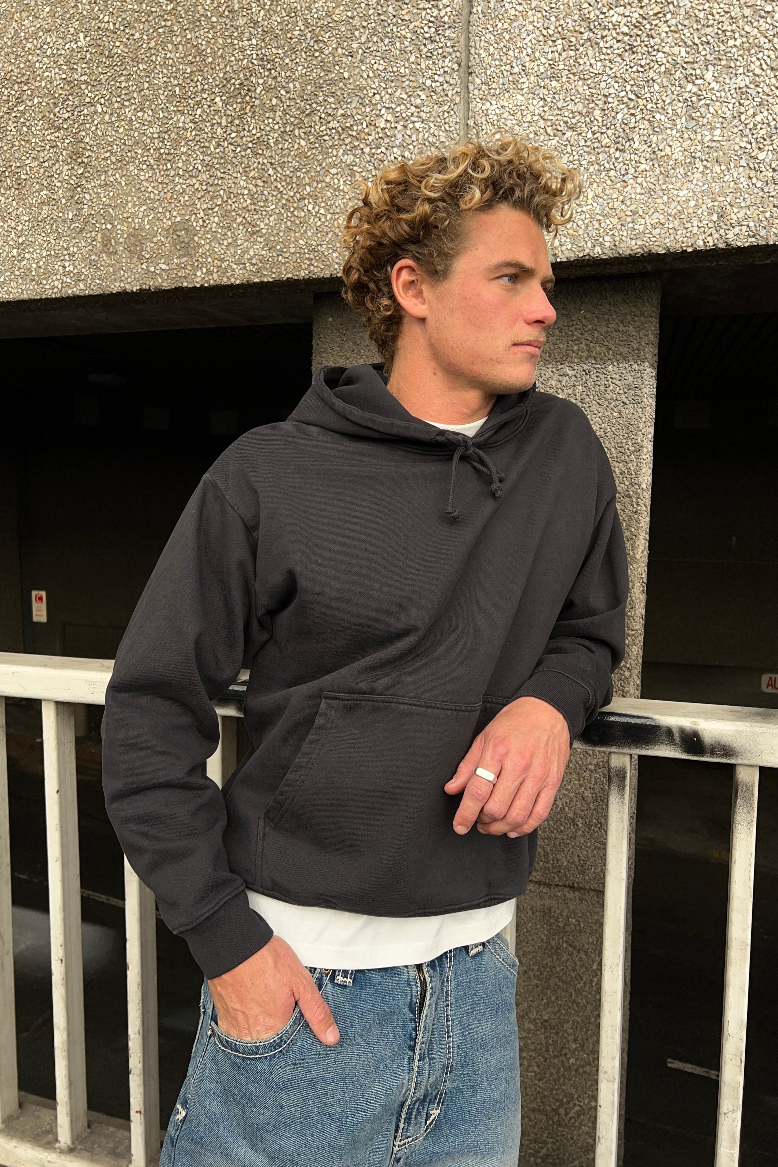 Open Archive Boxy Hoodie Washed Black