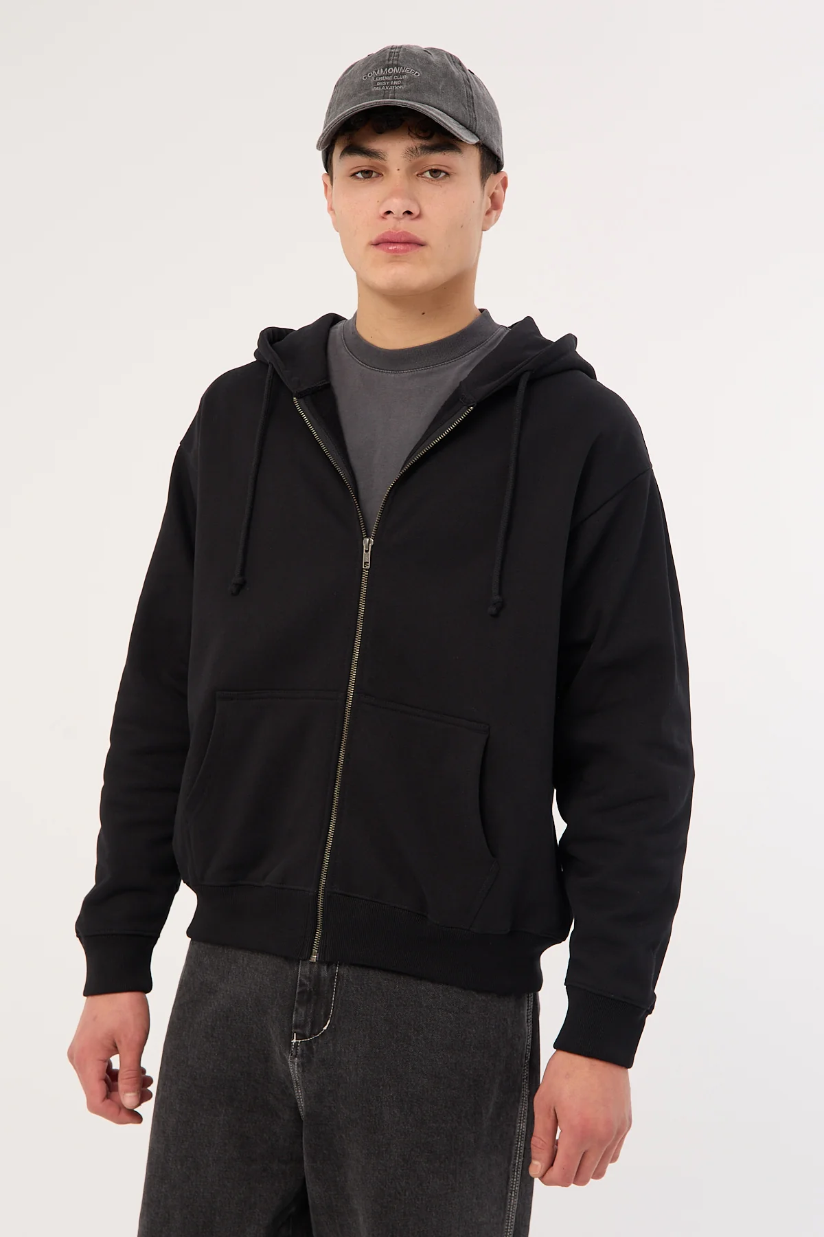 Open Archive Boxy Zip Hoodie Black - Image 2