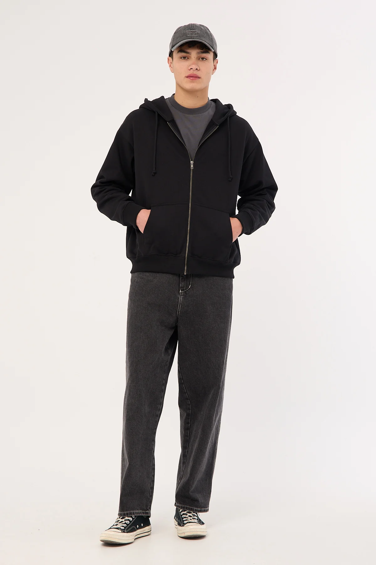 Open Archive Boxy Zip Hoodie Black - Image 3