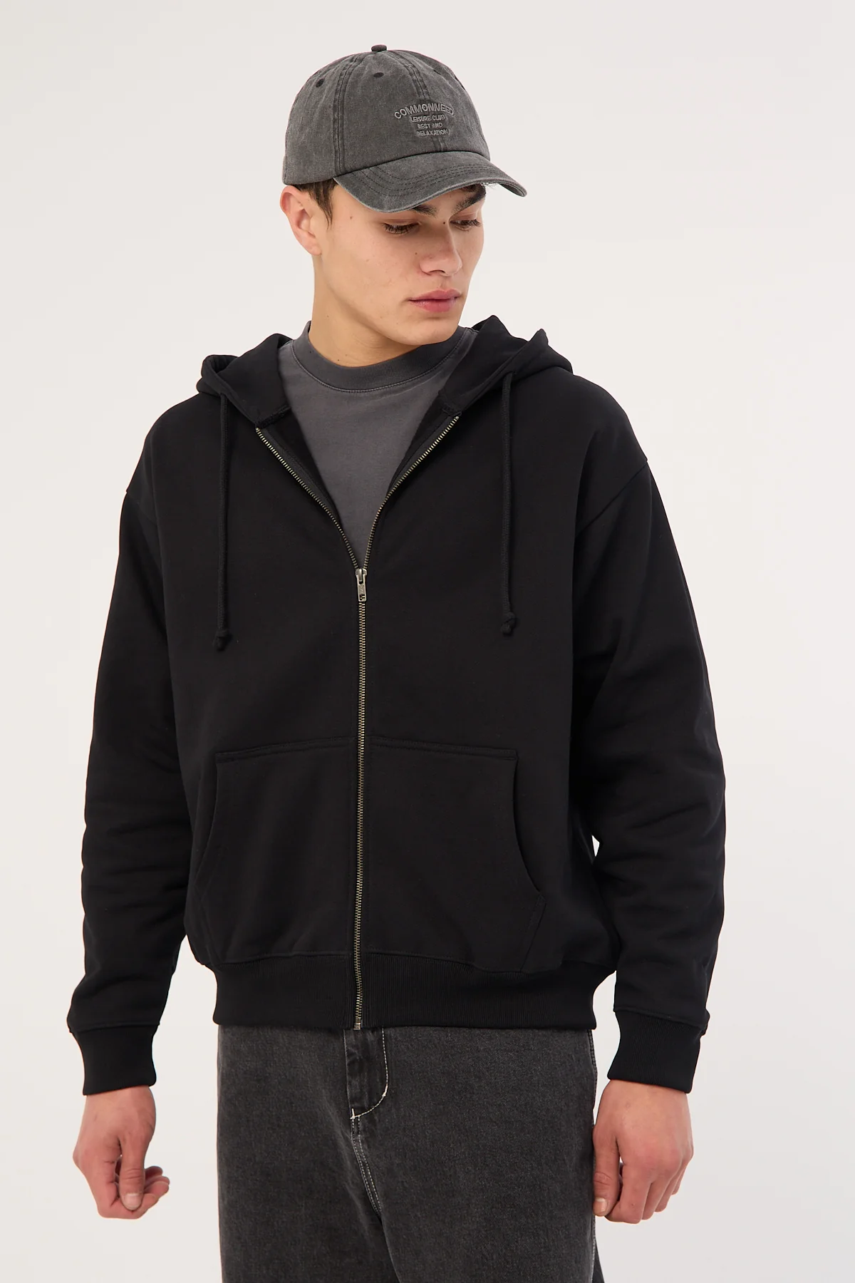 Open Archive Boxy Zip Hoodie Black - Image 4