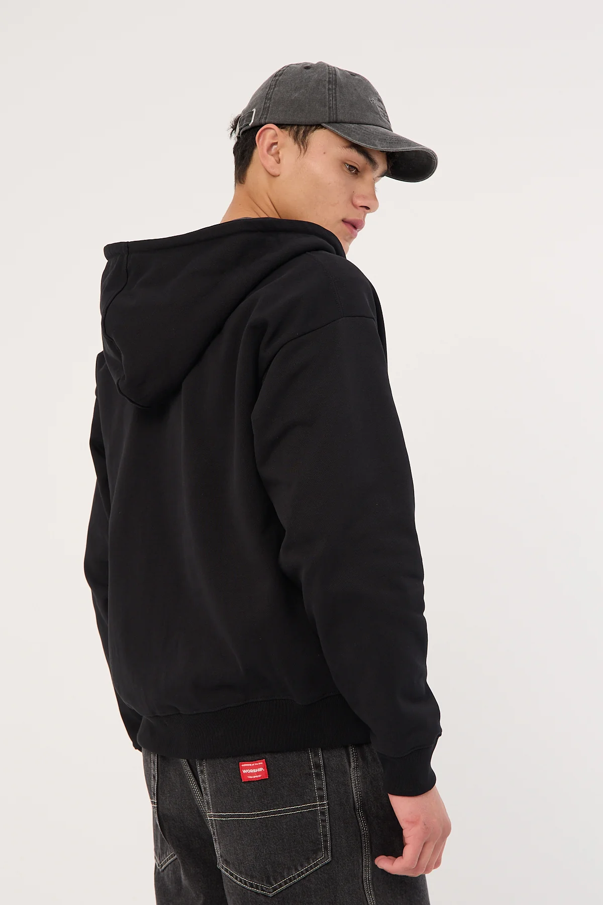 Open Archive Boxy Zip Hoodie Black - Image 6