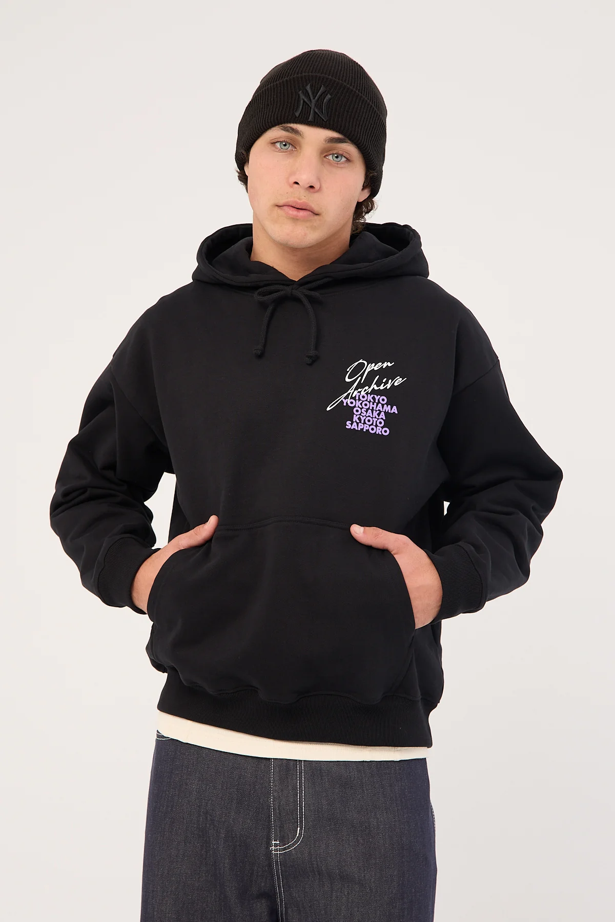Open Archive Cities Boxy Hoodie Black - Image 2