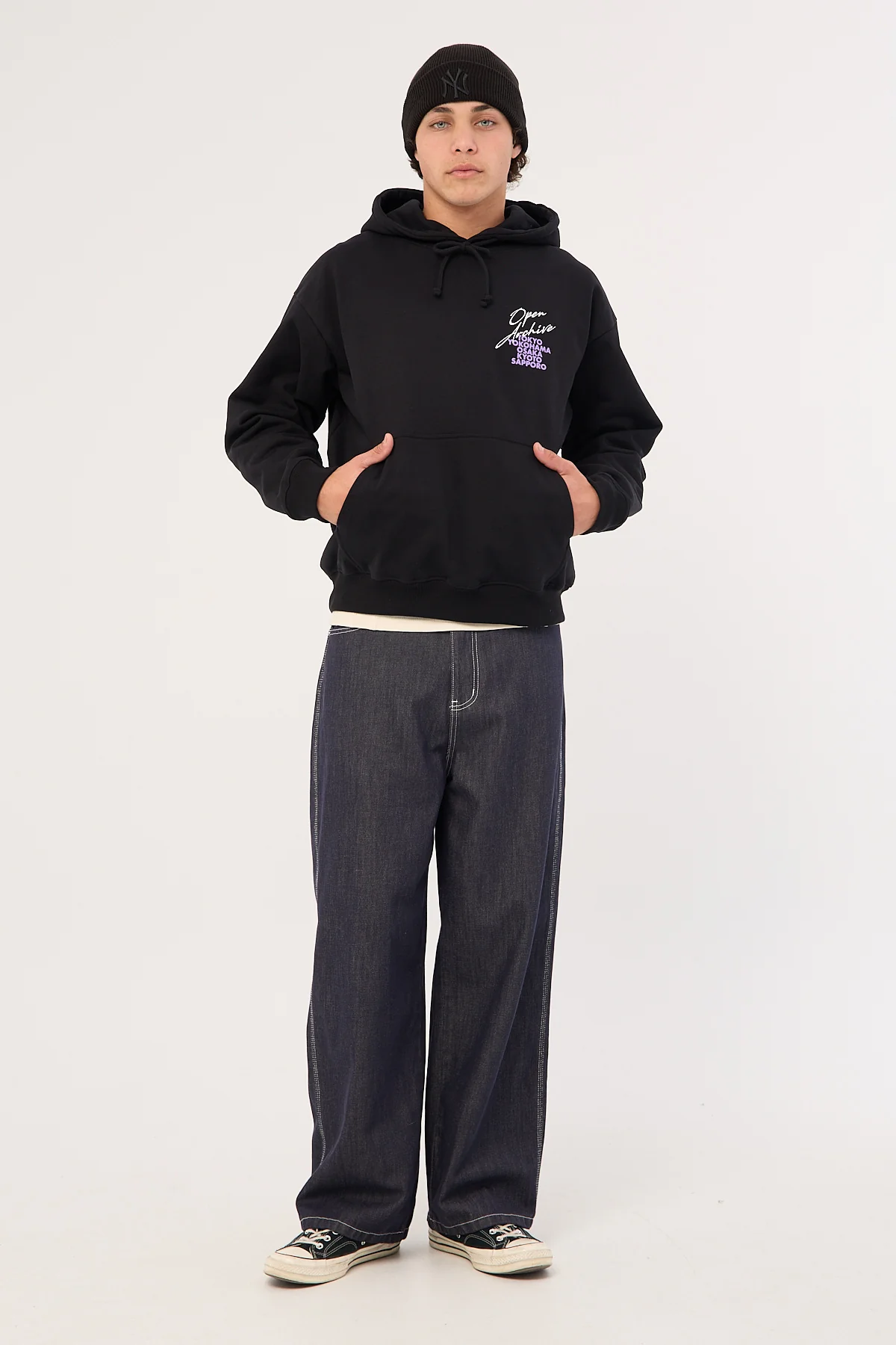 Open Archive Cities Boxy Hoodie Black - Image 3