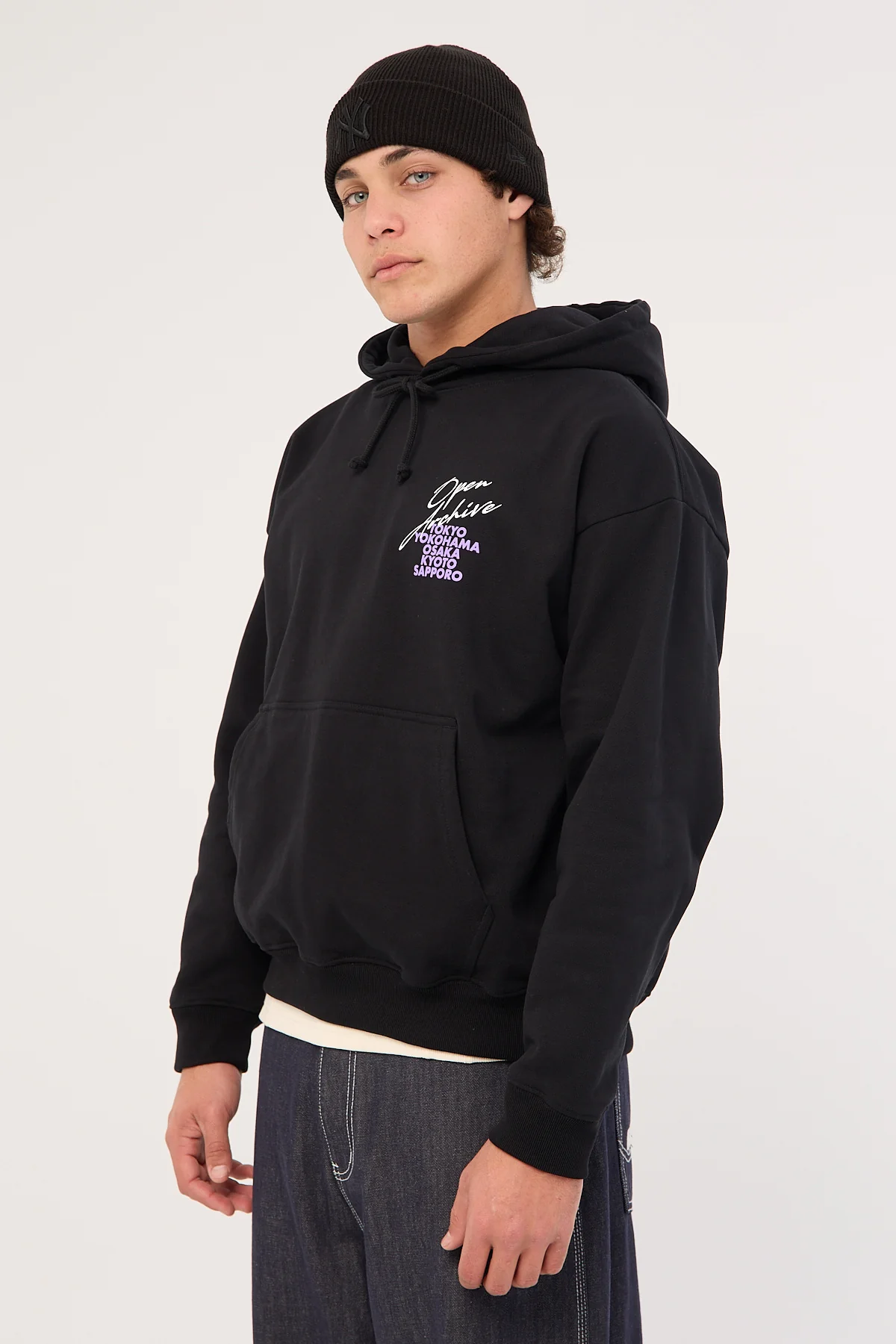 Open Archive Cities Boxy Hoodie Black - Image 4