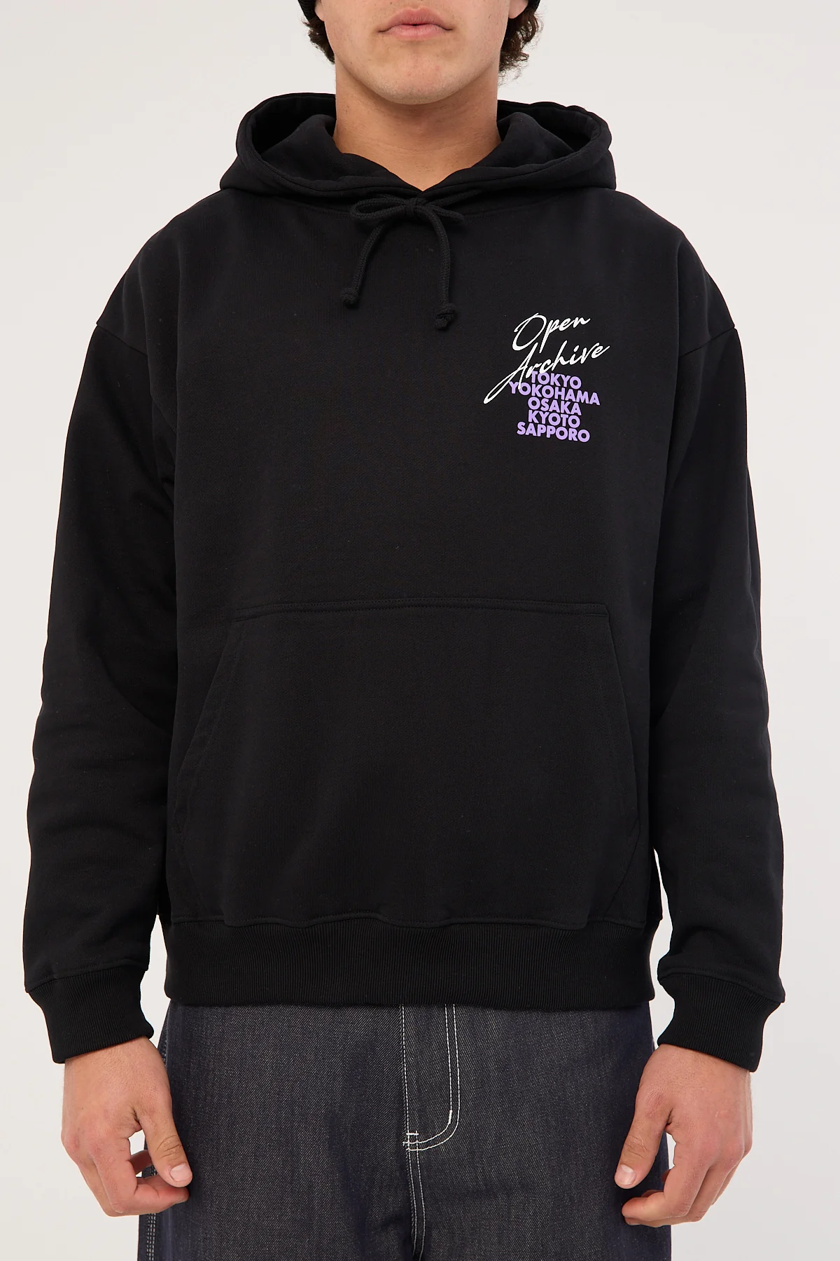 Open Archive Cities Boxy Hoodie Black - Image 7
