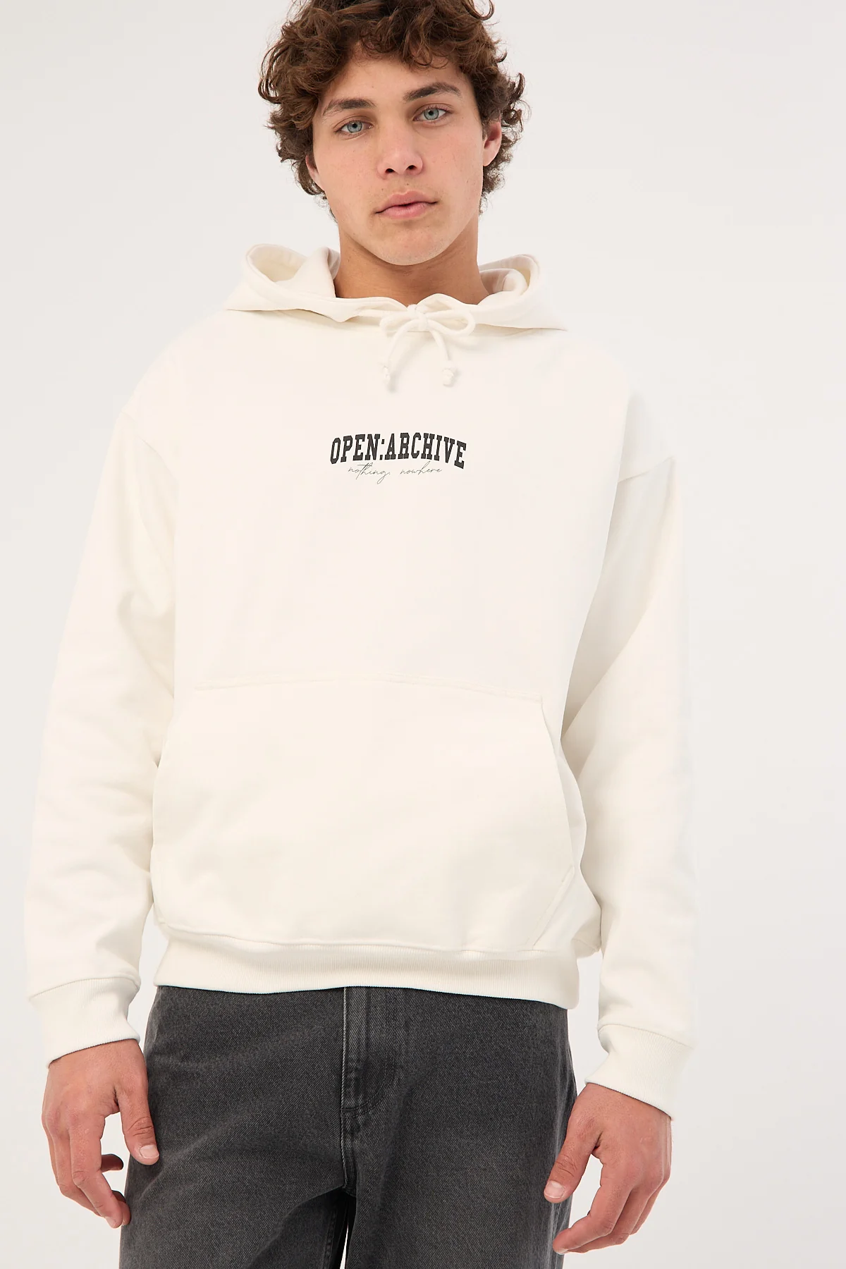 Open Archive College Boxy Hoodie Off White