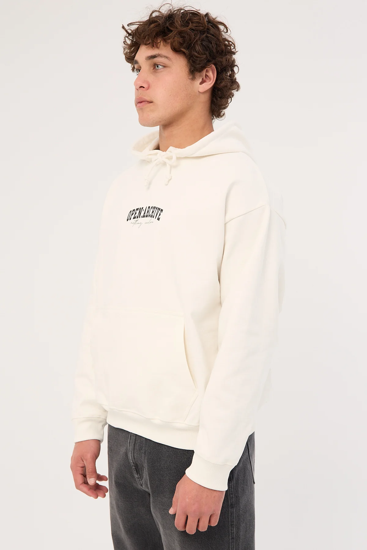 Open Archive College Boxy Hoodie Off White - Image 4