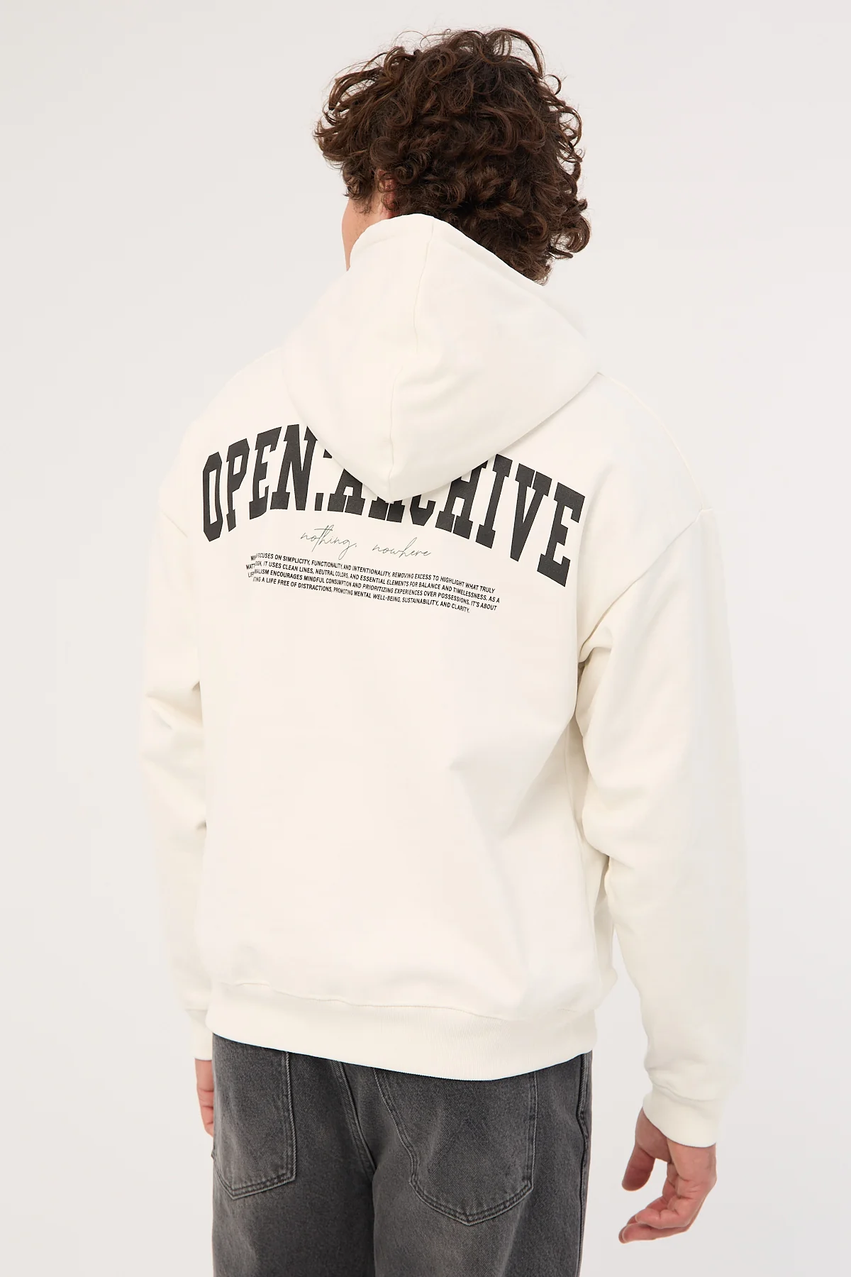 Open Archive College Boxy Hoodie Off White - Image 5