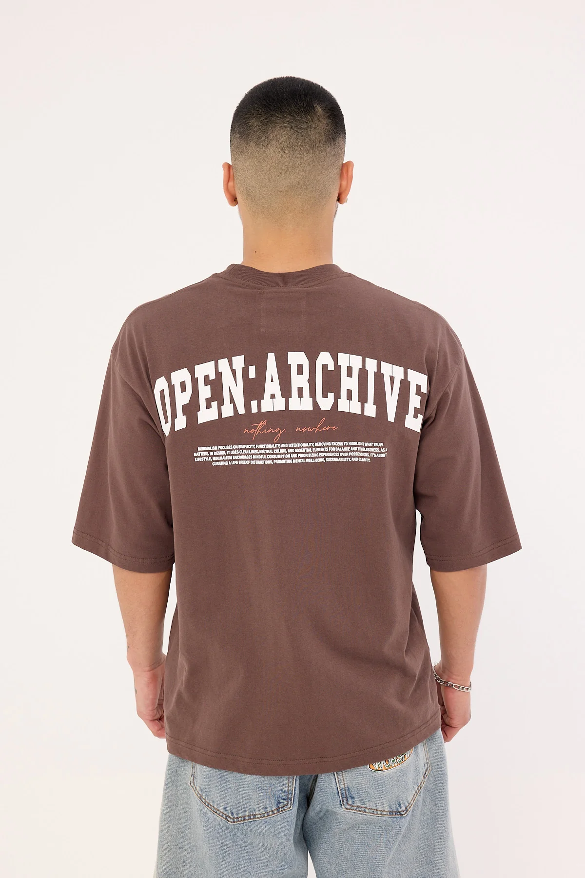 Open Archive College Organic Boxy Tee Cocoa Brown - Image 6