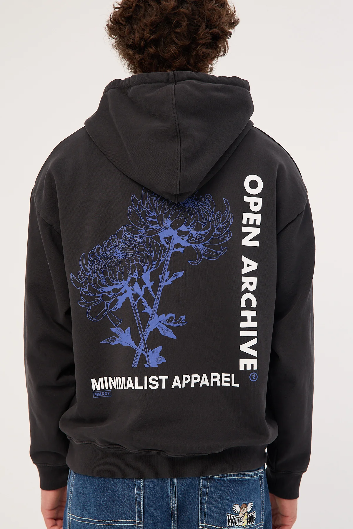 Open Archive Flora Boxy Hoodie Washed Black - Image 5