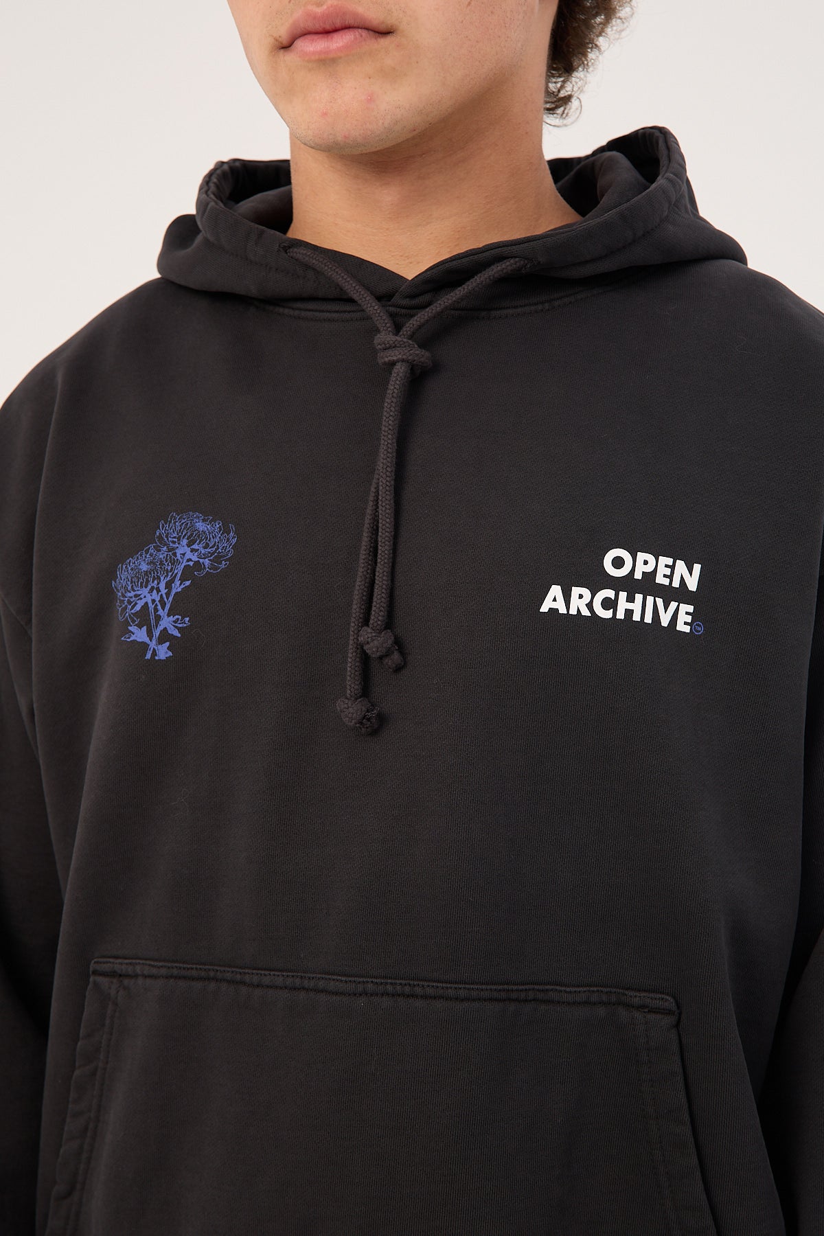 Open Archive Flora Boxy Hoodie Washed Black - Image 6
