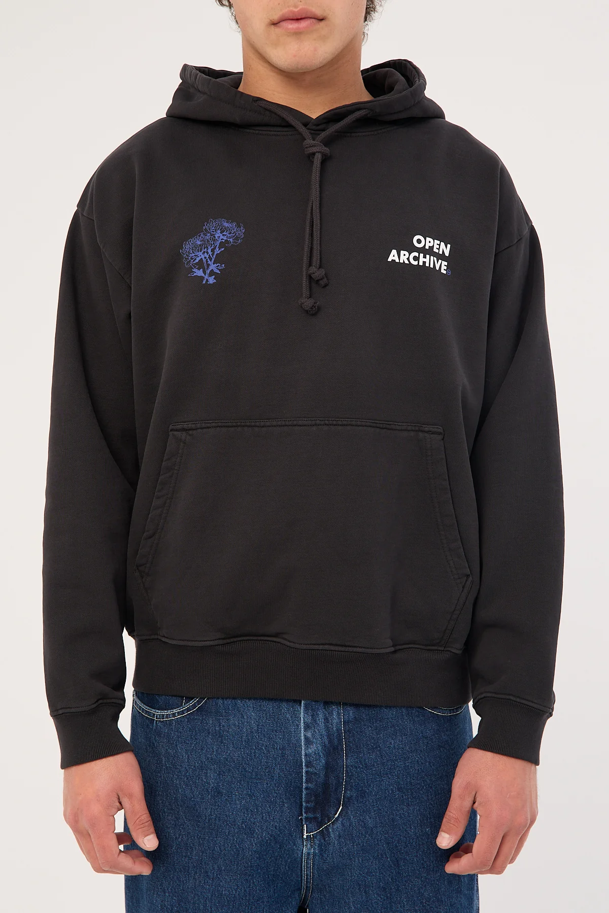 Open Archive Flora Boxy Hoodie Washed Black - Image 7