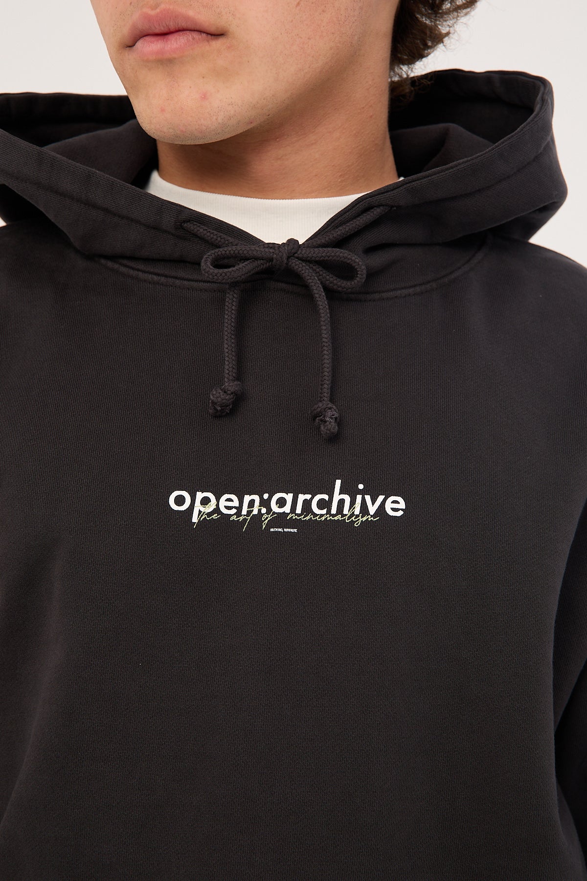 Open Archive Minimal Boxy Hoodie Washed Black - Image 6
