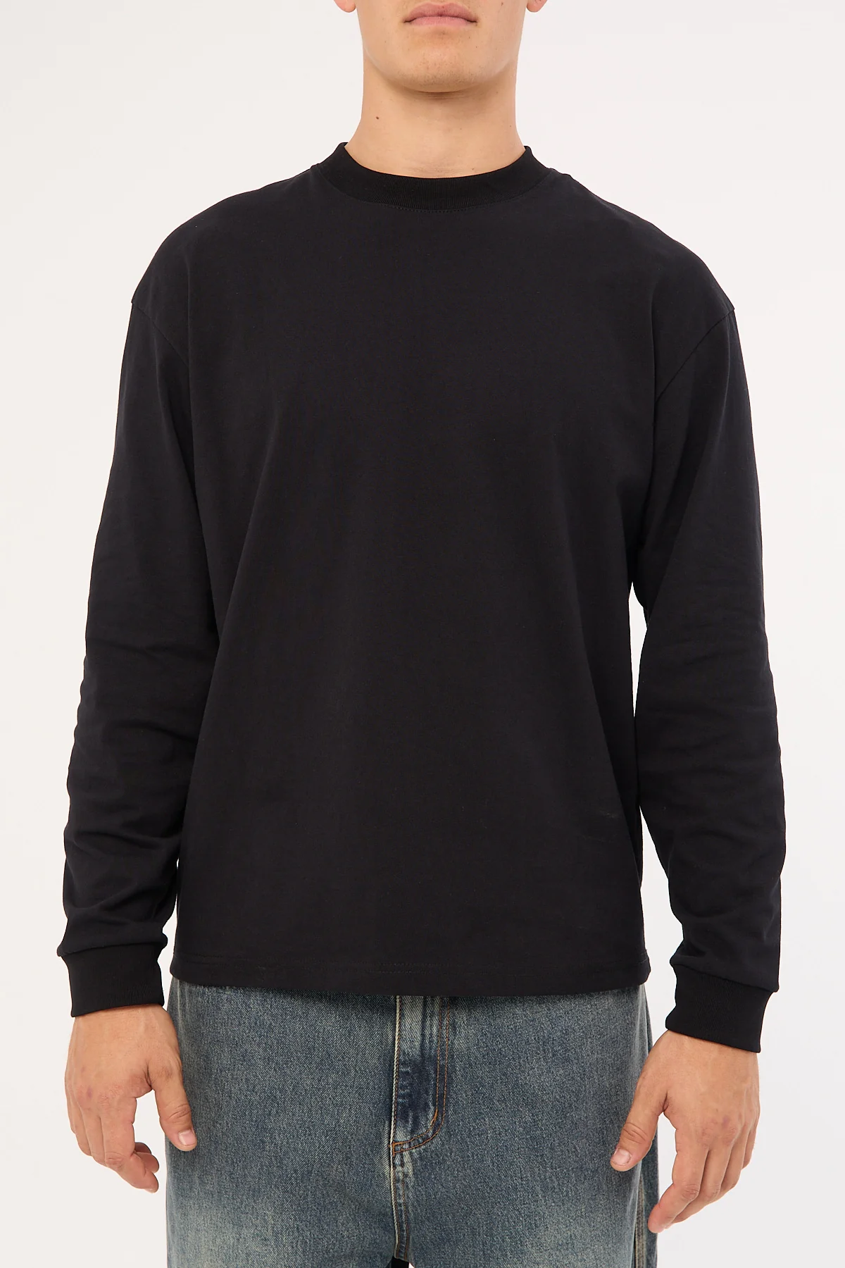 Open Archive Organic Boxy Long Sleeve Tee Black - Image 10