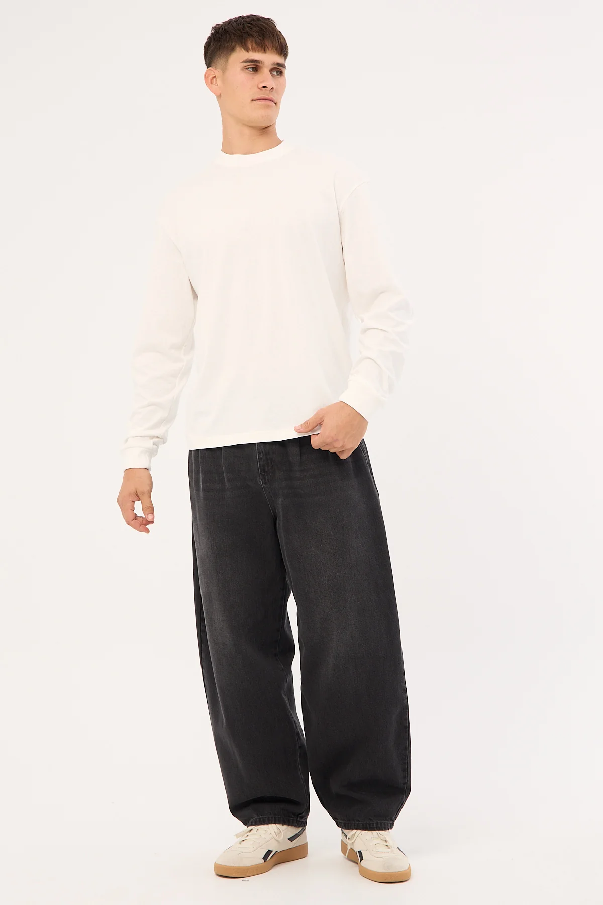 Open Archive Organic Boxy Long Sleeve Tee Off White - Image 2