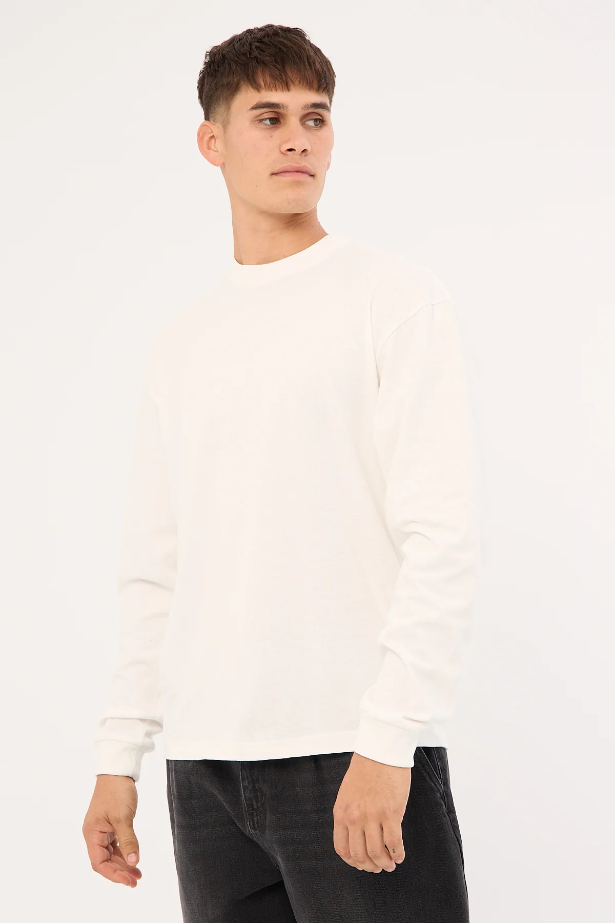 Open Archive Organic Boxy Long Sleeve Tee Off White - Image 3