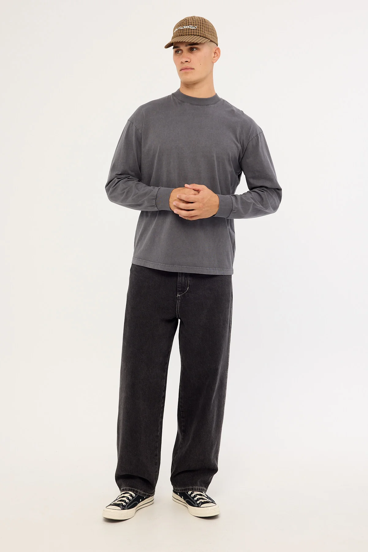Open Archive Organic Boxy Long Sleeve Tee Washed Black - Image 2