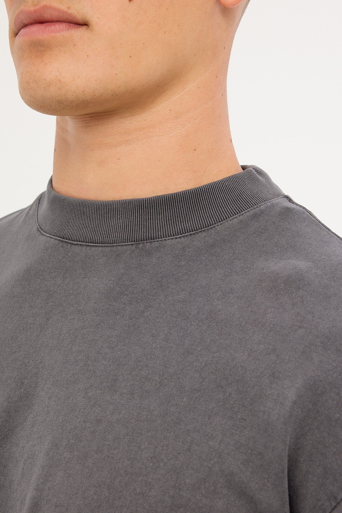 Open Archive Organic Boxy Long Sleeve Tee Washed Black - Image 3