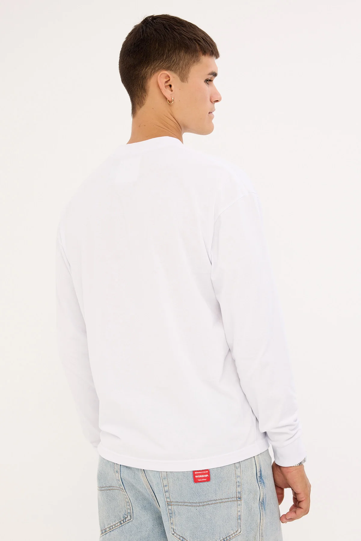 Open Archive Organic Boxy Long Sleeve Tee White - Image 4