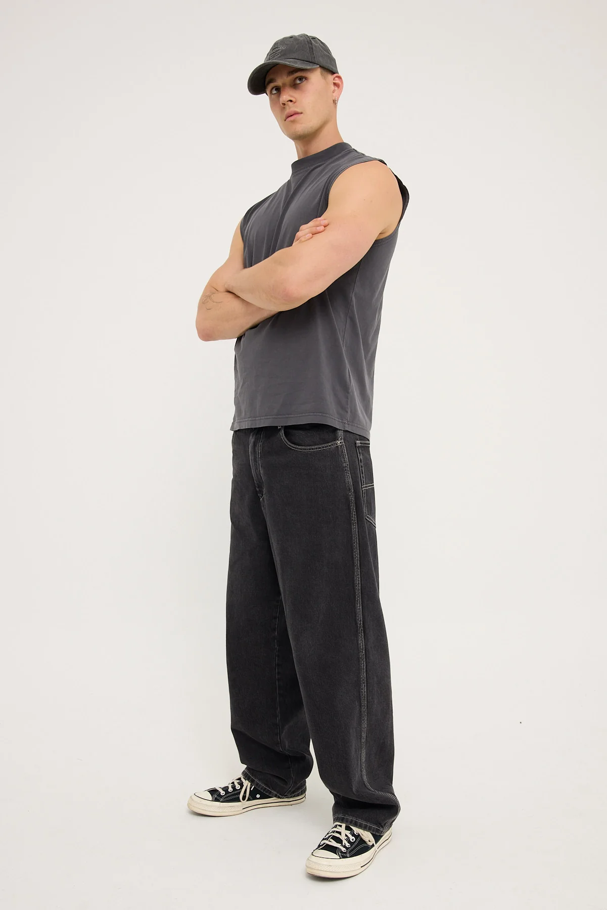 Open Archive Organic Boxy Muscle Tank Washed Black - Image 2