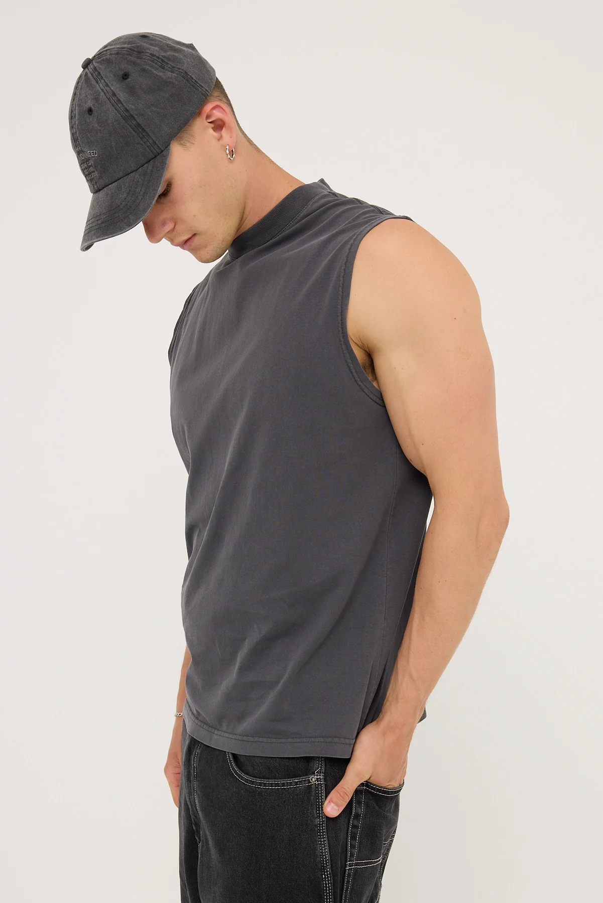 Open Archive Organic Boxy Muscle Tank Washed Black - Image 4