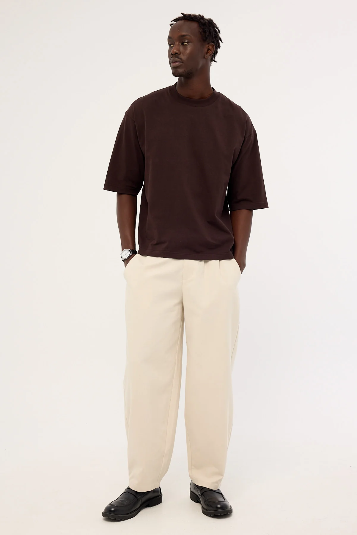 Open Archive Organic Cropped Street Tee Coffee Brown - Image 2