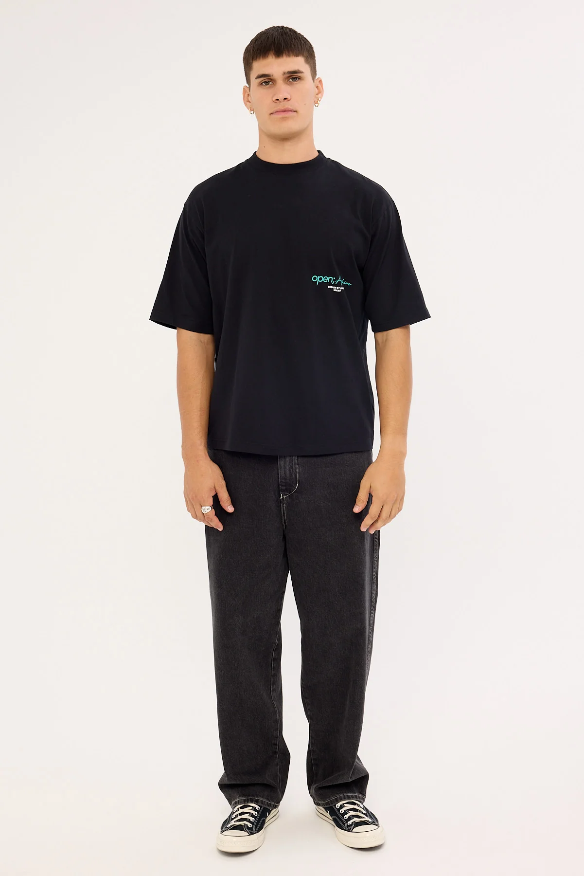 Open Archive Petal Organic Boxy Tee Black - Image 2