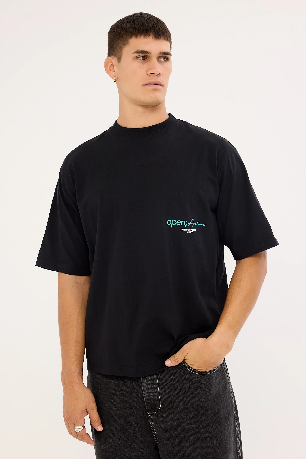 Open Archive Petal Organic Boxy Tee Black - Image 3