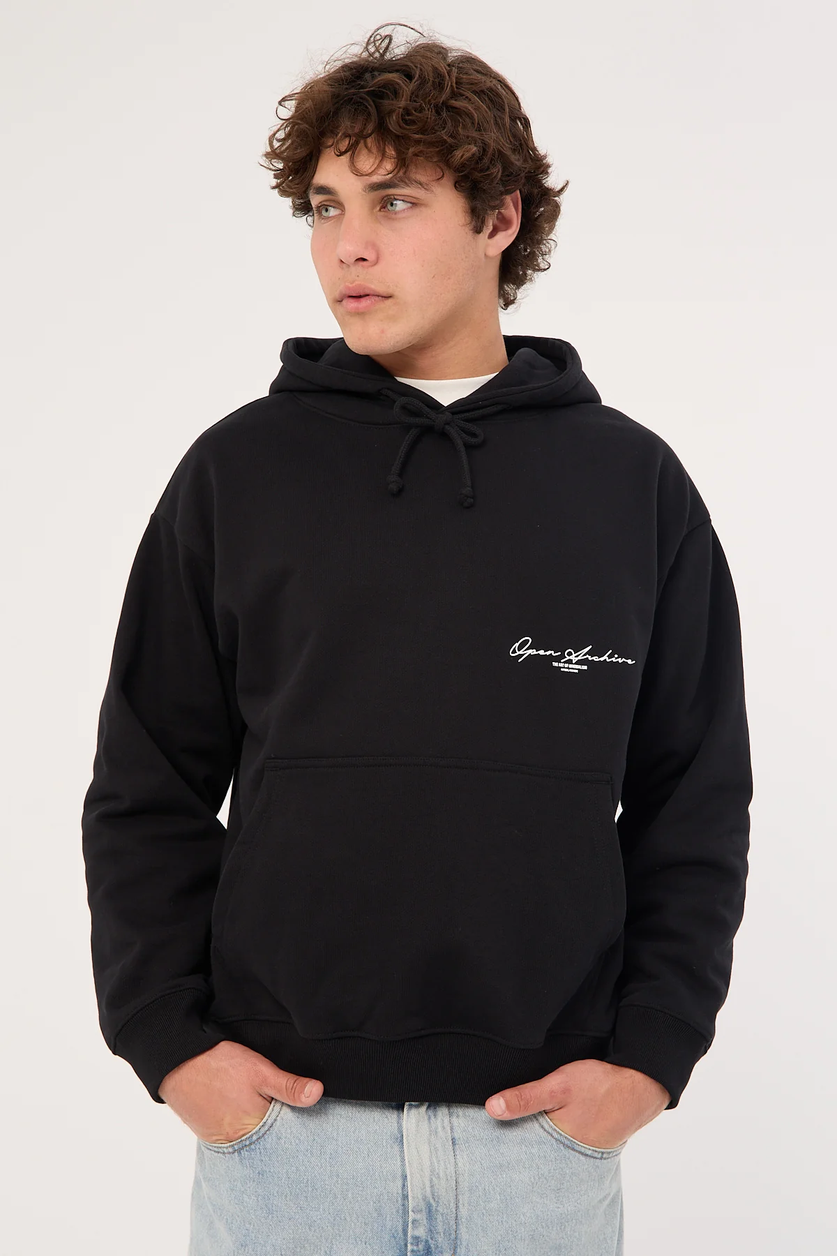 Open Archive Signature Boxy Hoodie Black - Image 2