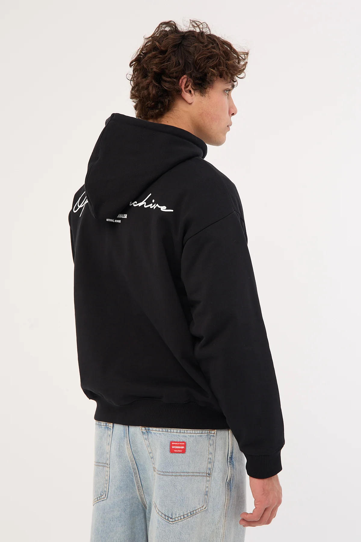 Open Archive Signature Boxy Hoodie Black - Image 5