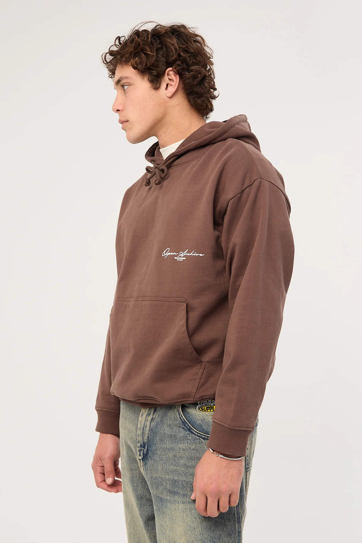 Open Archive Signature Boxy Hoodie Cocoa Brown - Image 3