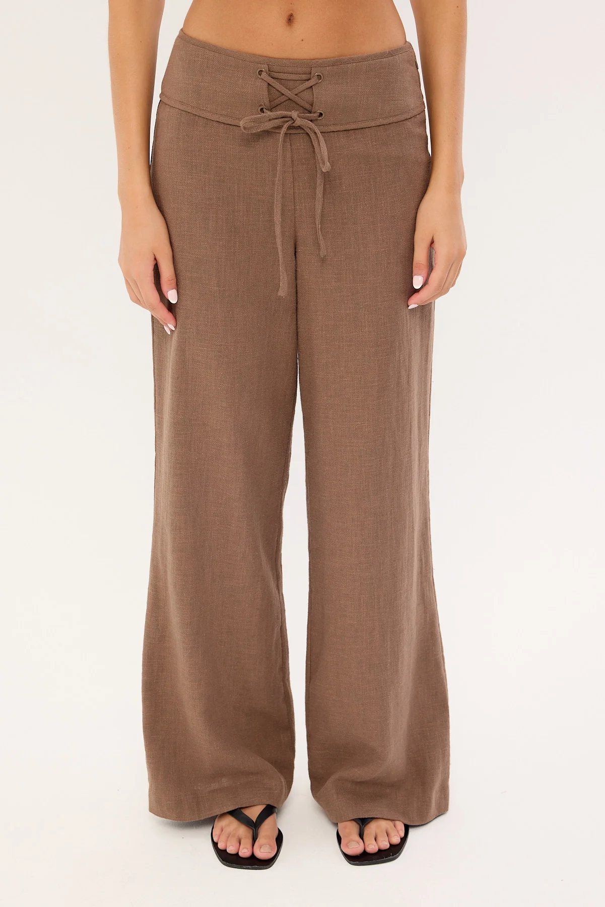 Perfect Stranger Abby Linen Mid Rise Pants Taupe - Image 8