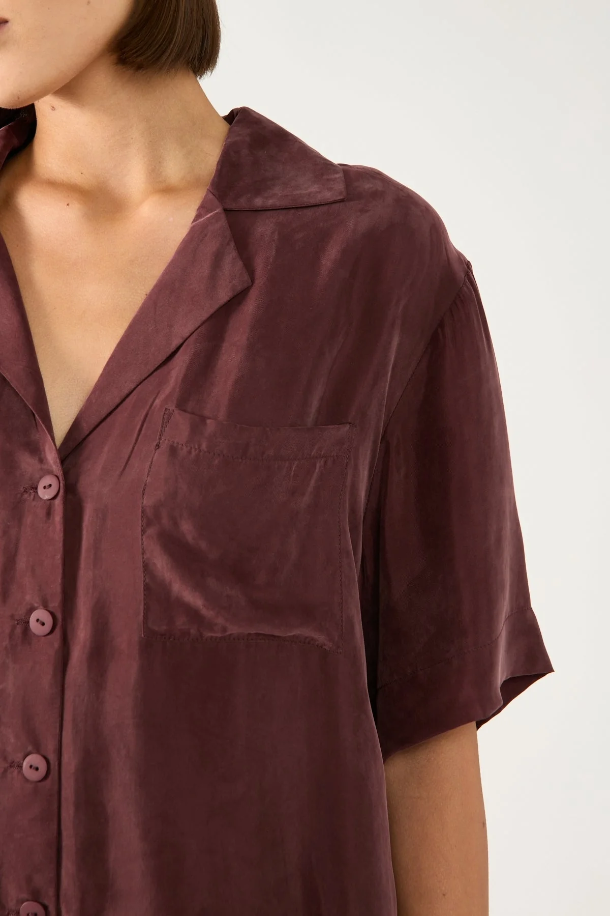 Perfect Stranger Ace Cupro Button Up Shirt Burgundy - Image 2