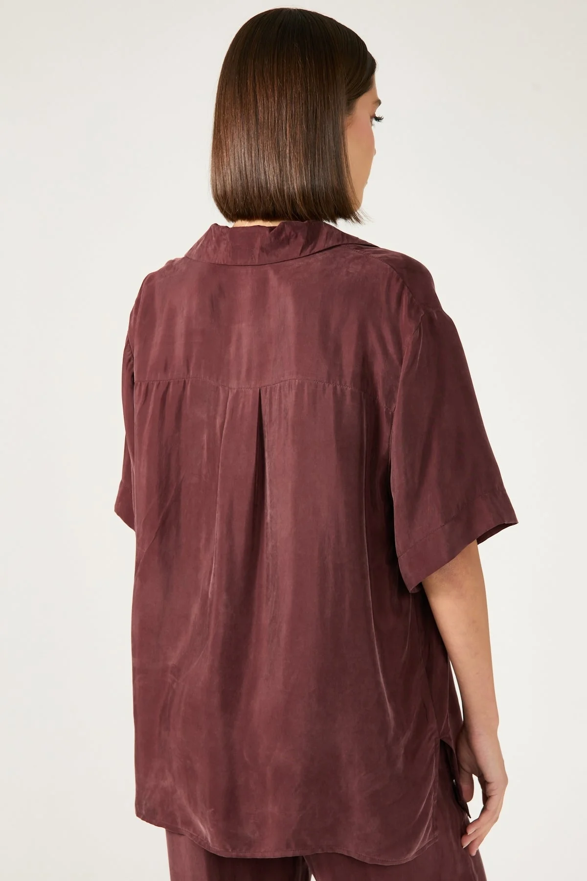Perfect Stranger Ace Cupro Button Up Shirt Burgundy - Image 5