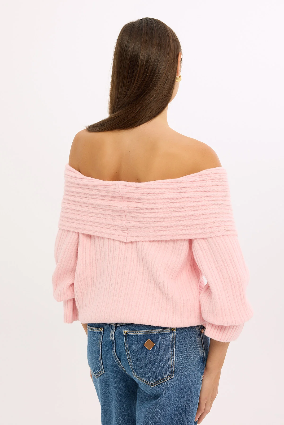 Perfect Stranger Alegra Off Shoulder Knit Jumper Pink - Image 6