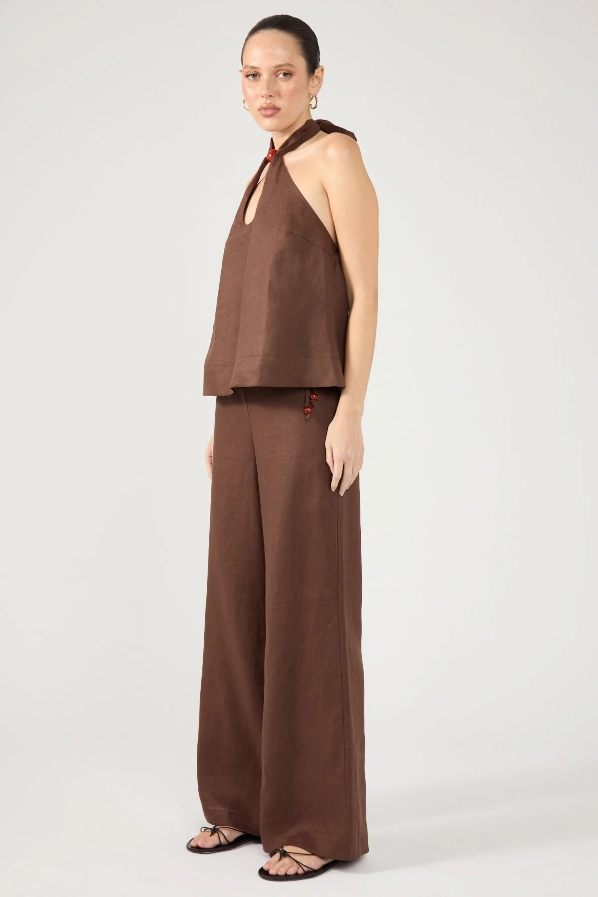Perfect Stranger Amber Linen Pant Brown - Image 3