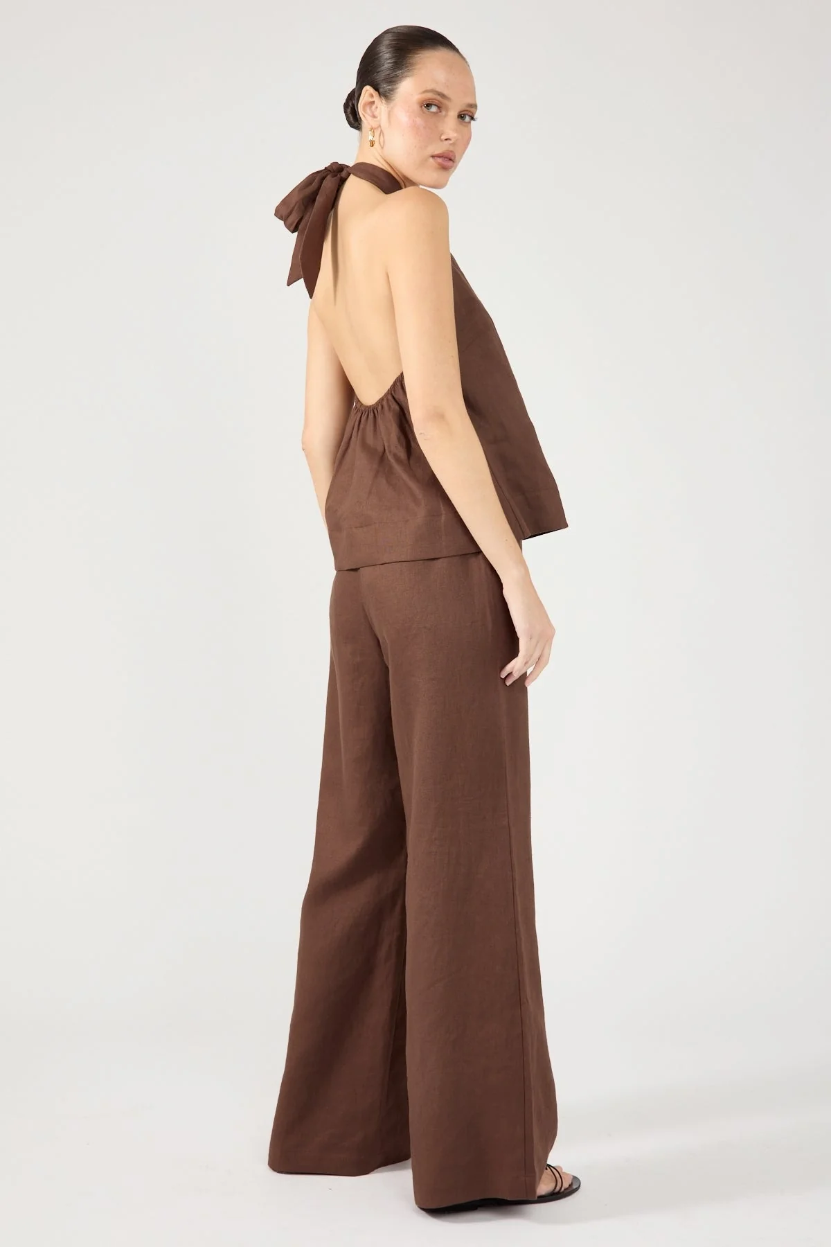 Perfect Stranger Amber Linen Pant Brown - Image 4