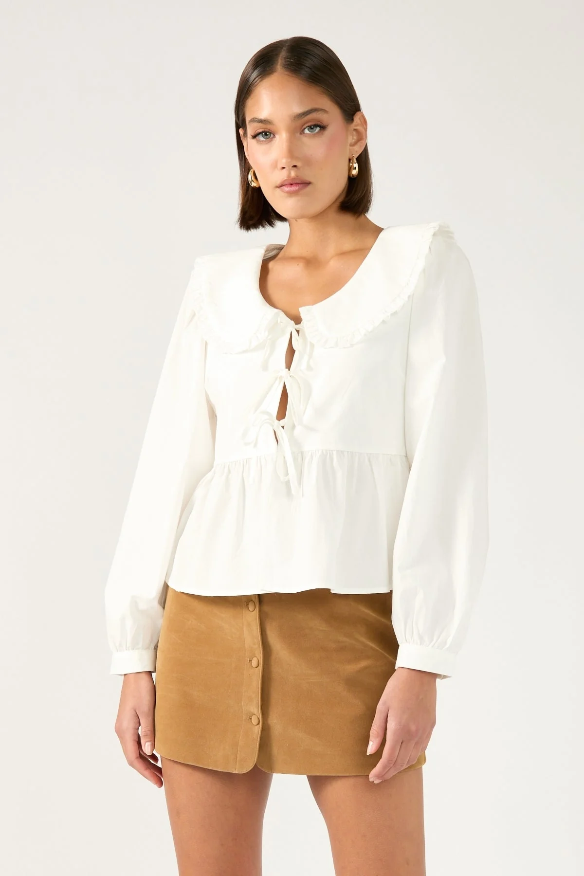 Perfect Stranger Amelie PU Suede Mini Skirt Tan - Image 4