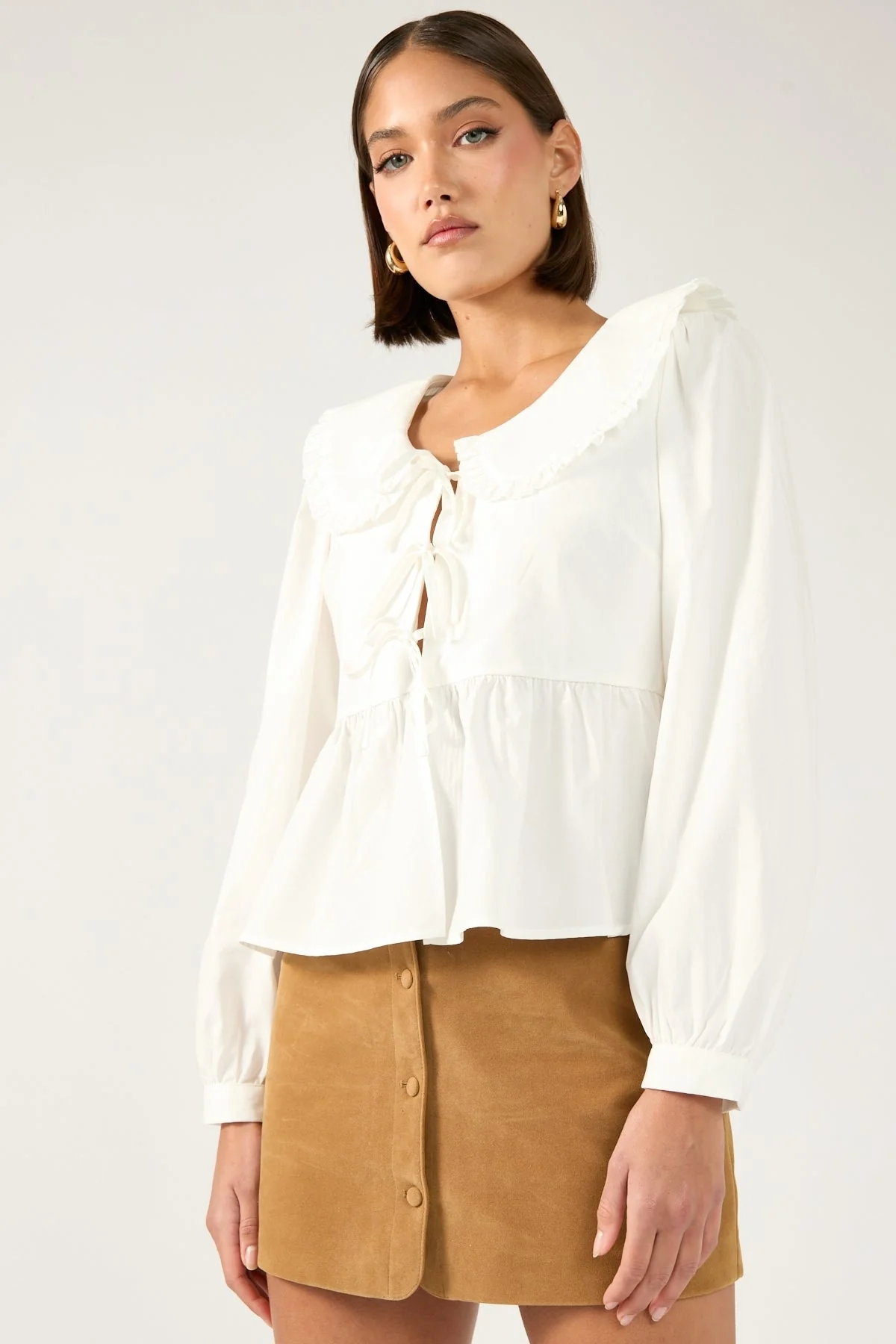 Perfect Stranger Amelie PU Suede Mini Skirt Tan - Image 6