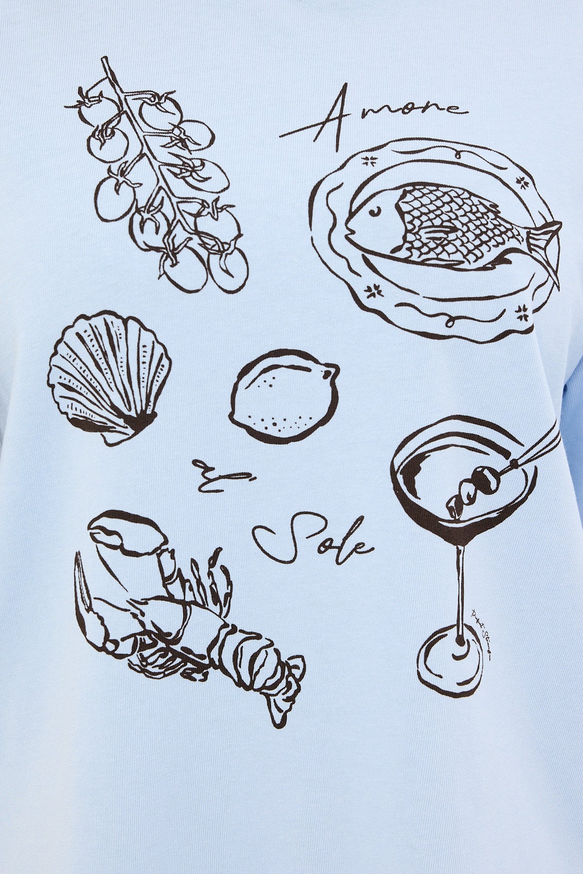 Perfect Stranger Amore Al Sole Oversized Graphic Tee Blue - Image 4